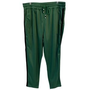 Men’s XL Green Track Pants with Black Stripe – Retro Y2K Streetwear Joggers